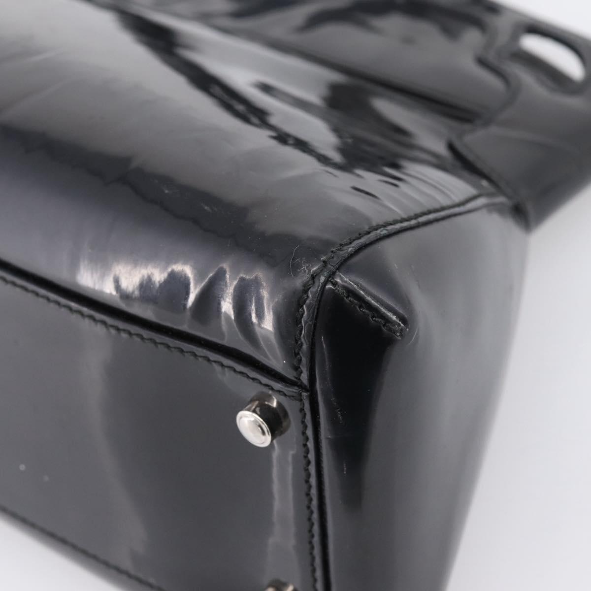 CARTIER Marcello de Cartier SM Hand Bag Patent Black Silver Auth bs37151