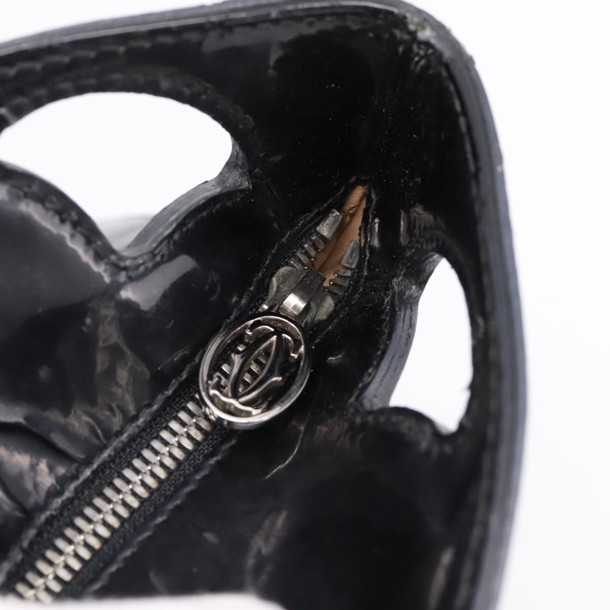CARTIER Marcello de Cartier SM Hand Bag Patent Black Silver Auth bs37151