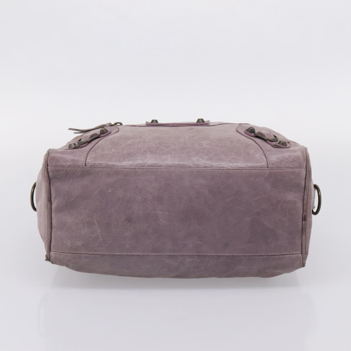 BALENCIAGA The Box Hand Bag Leather Purple 145694 Auth bs37153A