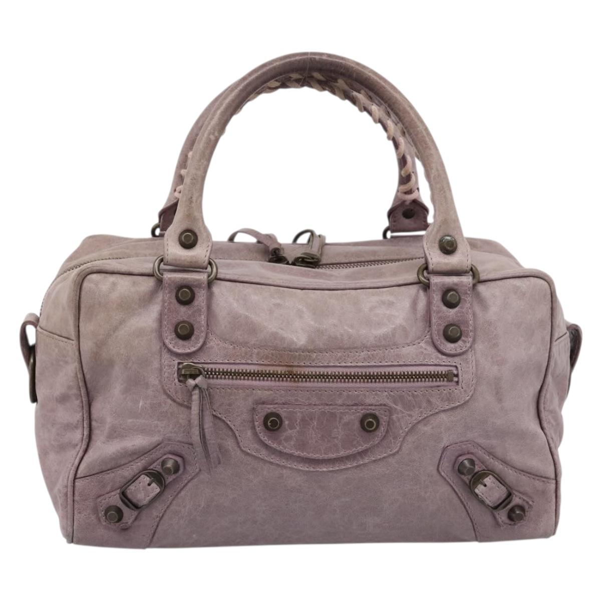 BALENCIAGA The Box Hand Bag Leather Purple 145694 Auth bs37153A