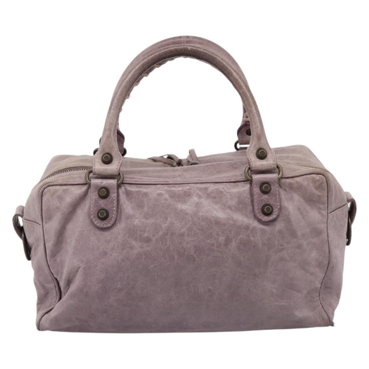 BALENCIAGA The Box Hand Bag Leather Purple 145694 Auth bs37153A