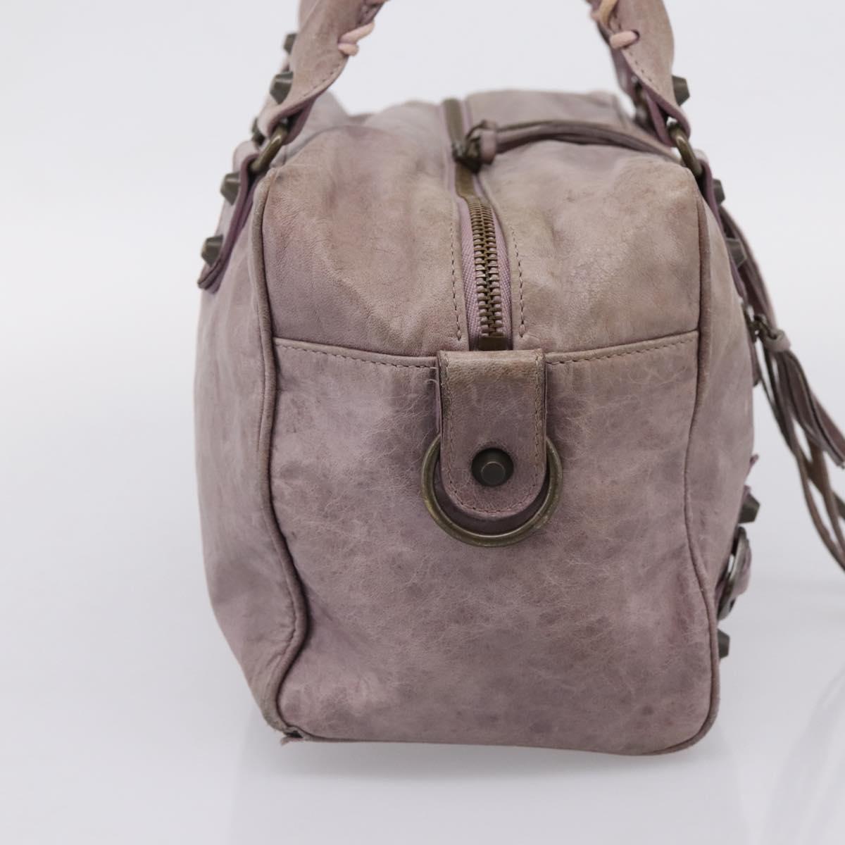 BALENCIAGA The Box Hand Bag Leather Purple 145694 Auth bs37153A