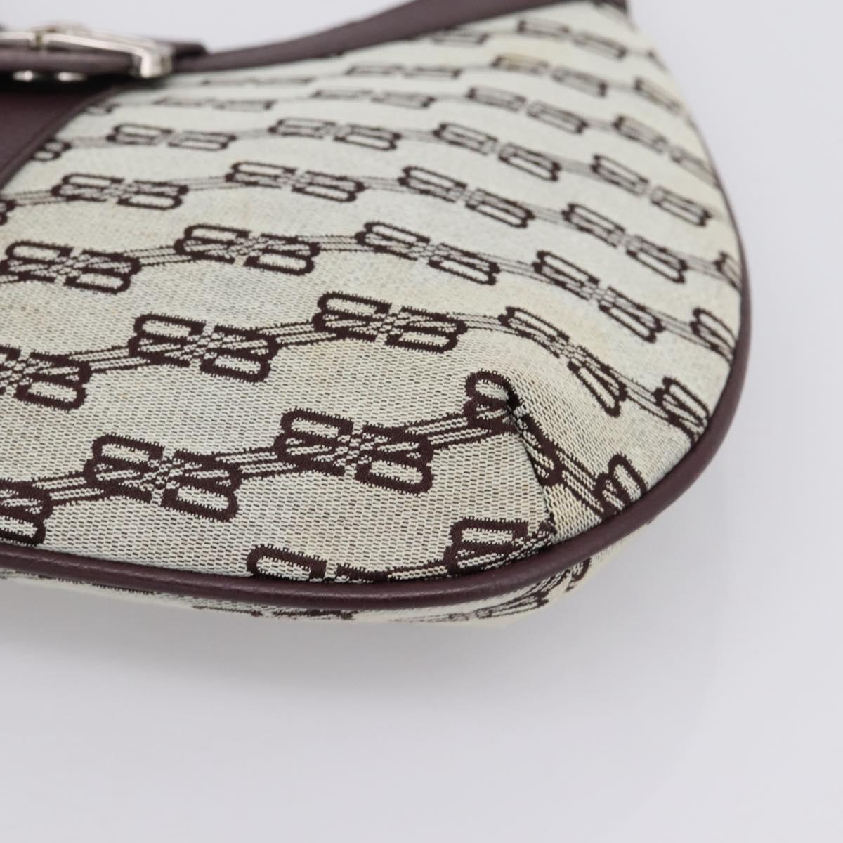 BALENCIAGA Shoulder Bag Canvas Beige Silver Auth bs37155