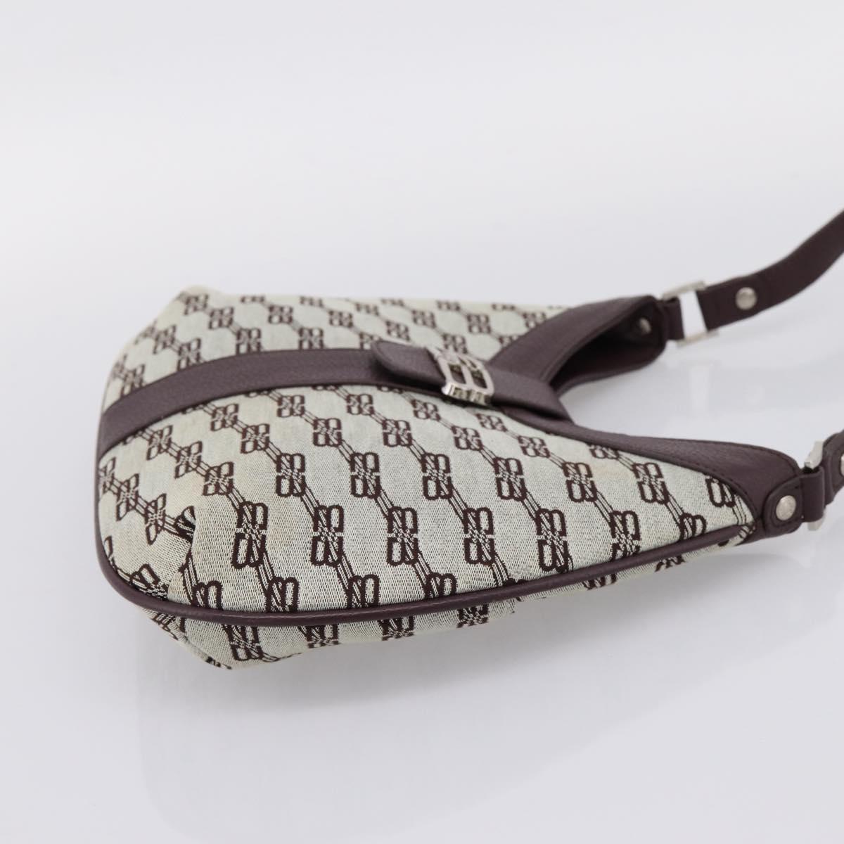 BALENCIAGA Shoulder Bag Canvas Beige Silver Auth bs37155