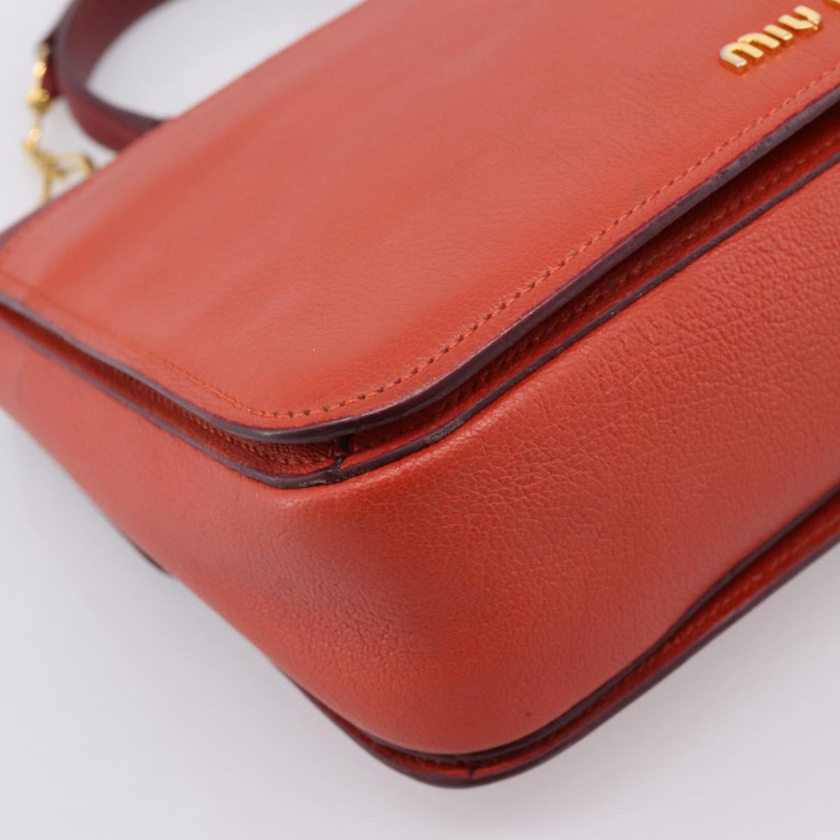Miu Miu Hand Bag Leather 2way Red Gold Tone Auth bs37156A