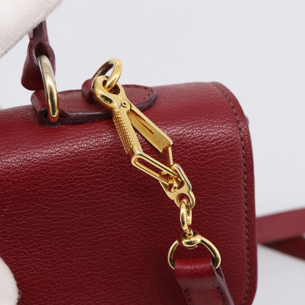 Miu Miu Hand Bag Leather 2way Red Gold Tone Auth bs37156A