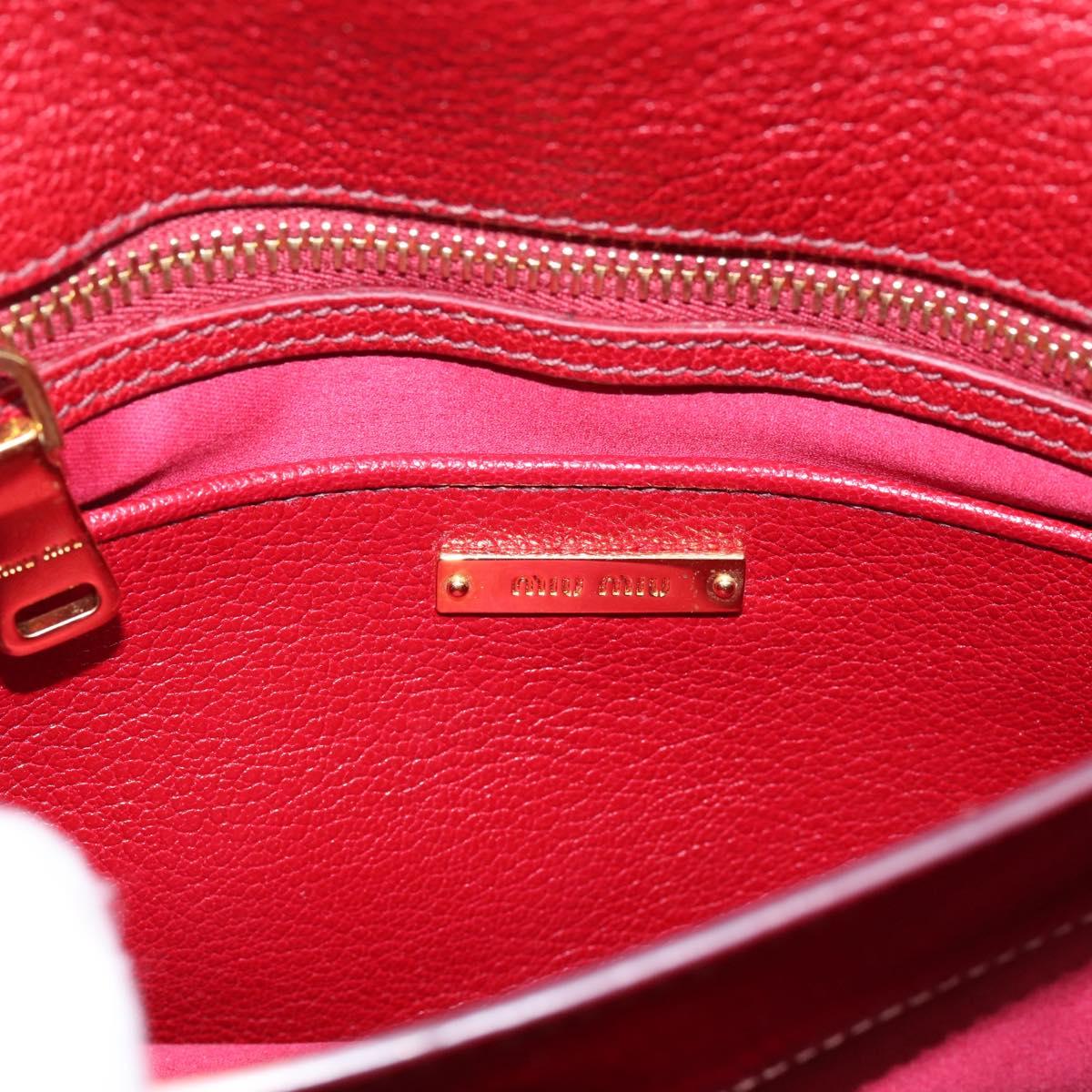 Miu Miu Hand Bag Leather 2way Red Gold Tone Auth bs37156A