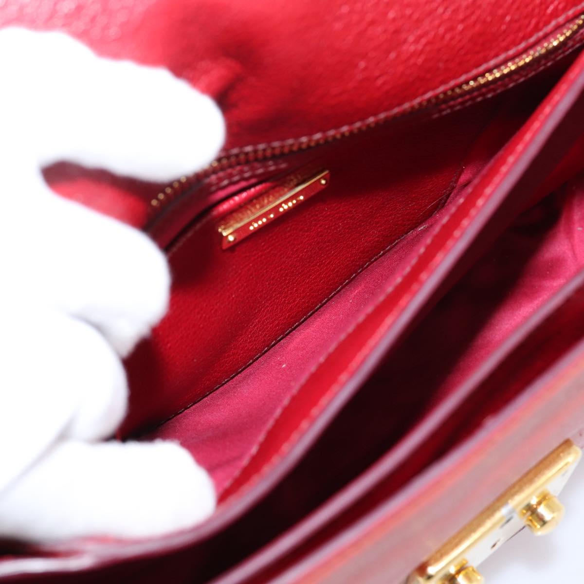 Miu Miu Hand Bag Leather 2way Red Gold Tone Auth bs37156A