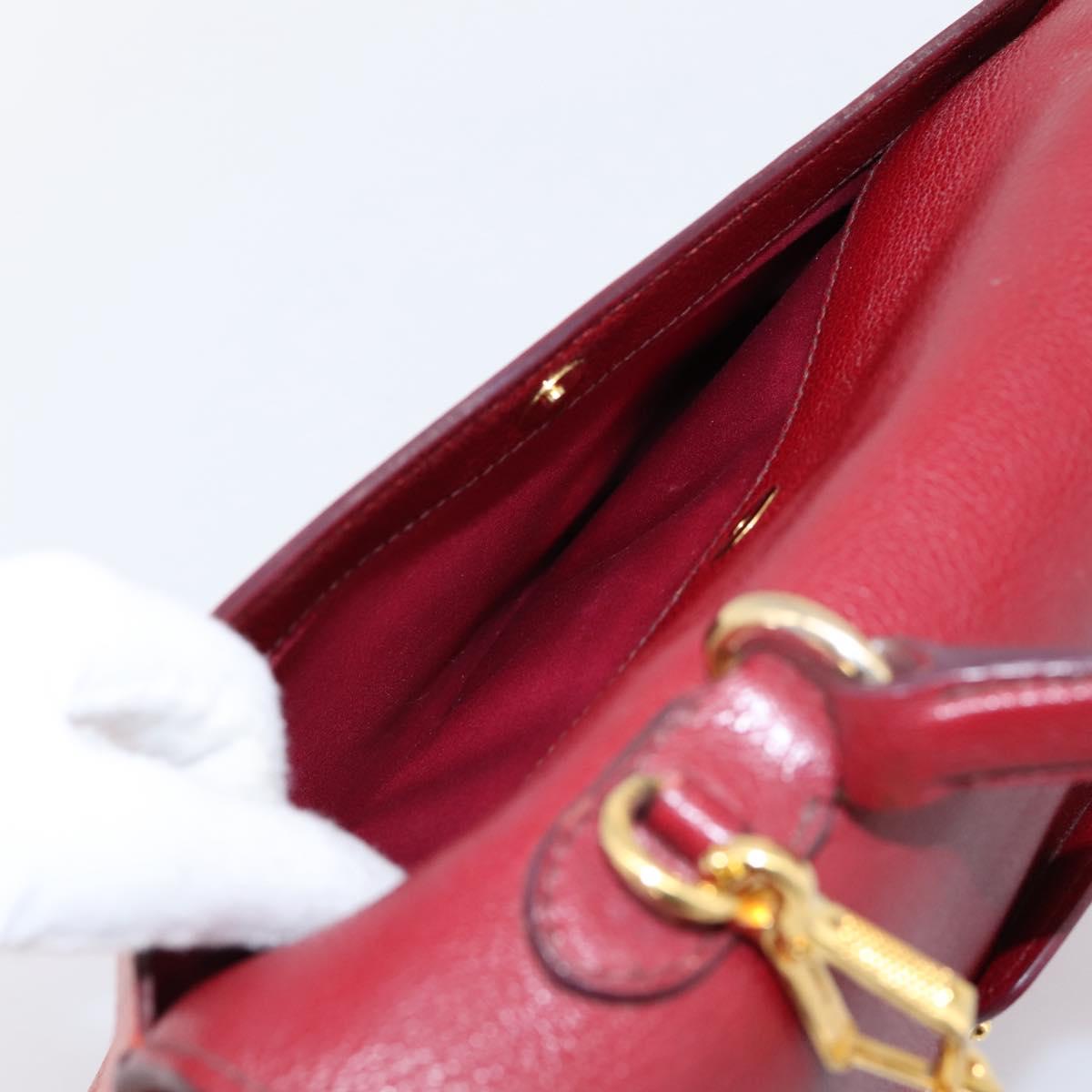 Miu Miu Hand Bag Leather 2way Red Gold Tone Auth bs37156A