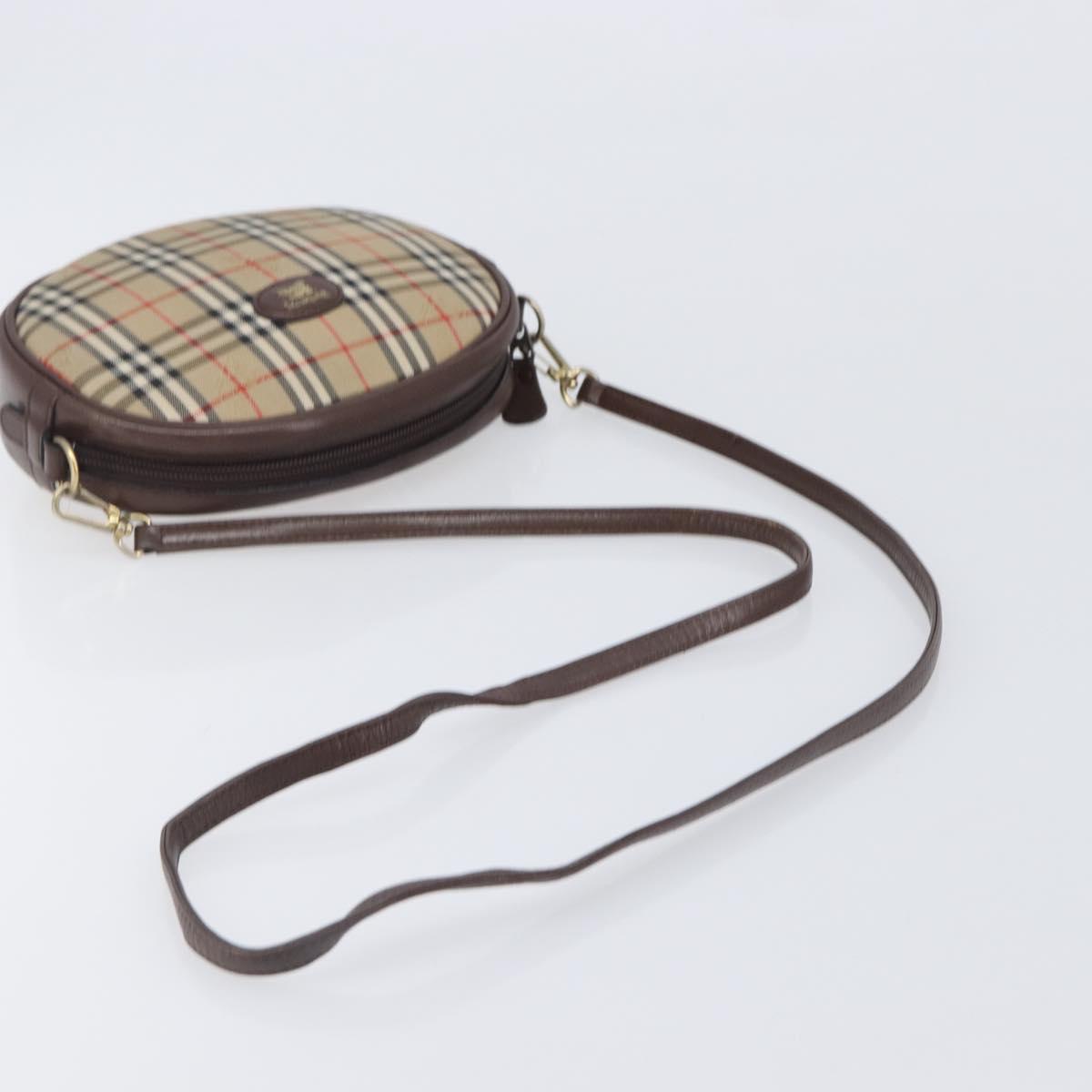Burberrys Nova Check Shoulder Bag Canvas Beige Gold Tone Auth bs37157
