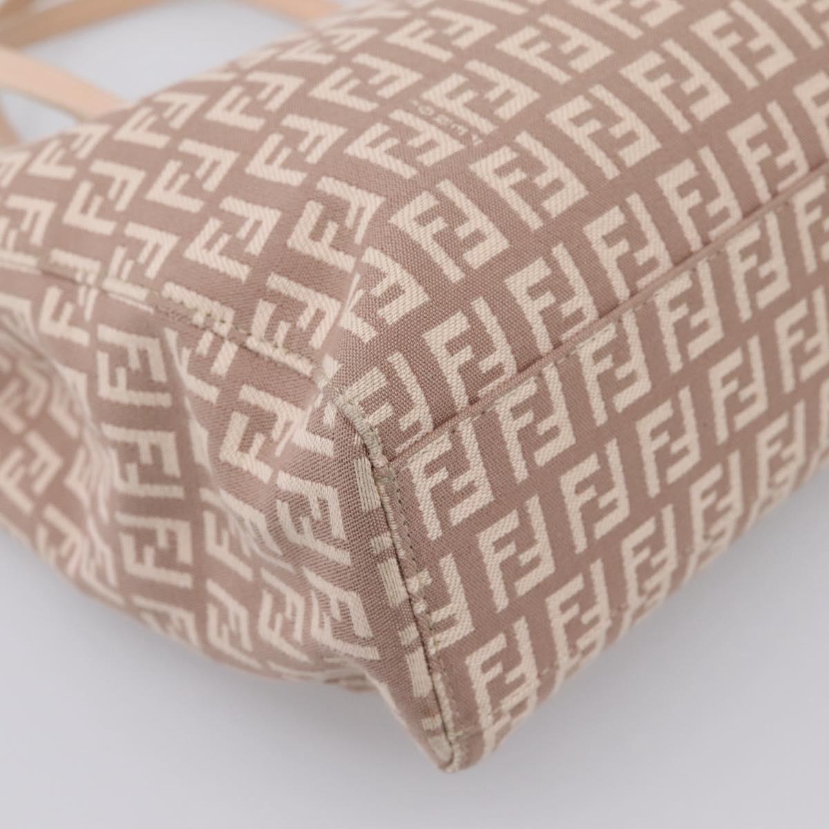 FENDI Zucchino Canvas Hand Bag Beige Gold Tone 8BH132 Auth bs37159A