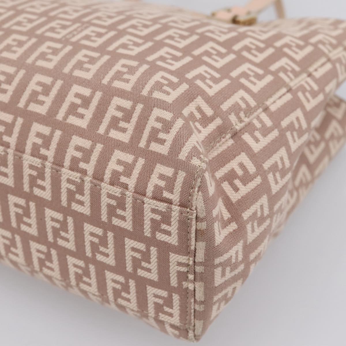 FENDI Zucchino Canvas Hand Bag Beige Gold Tone 8BH132 Auth bs37159A