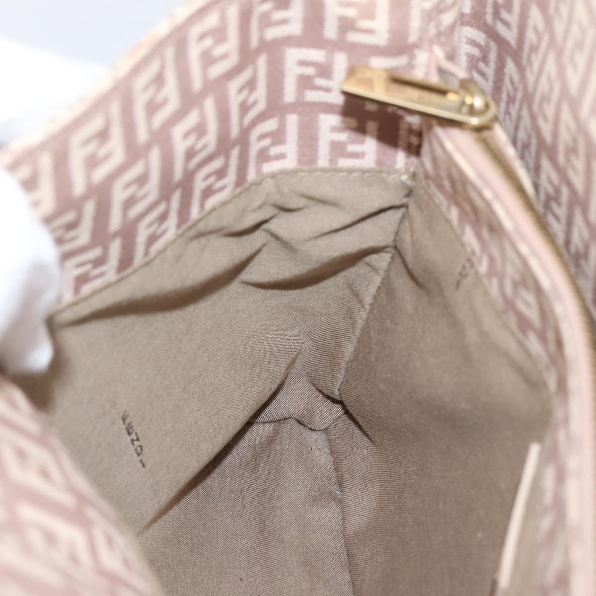 FENDI Zucchino Canvas Hand Bag Beige Gold Tone 8BH132 Auth bs37159A