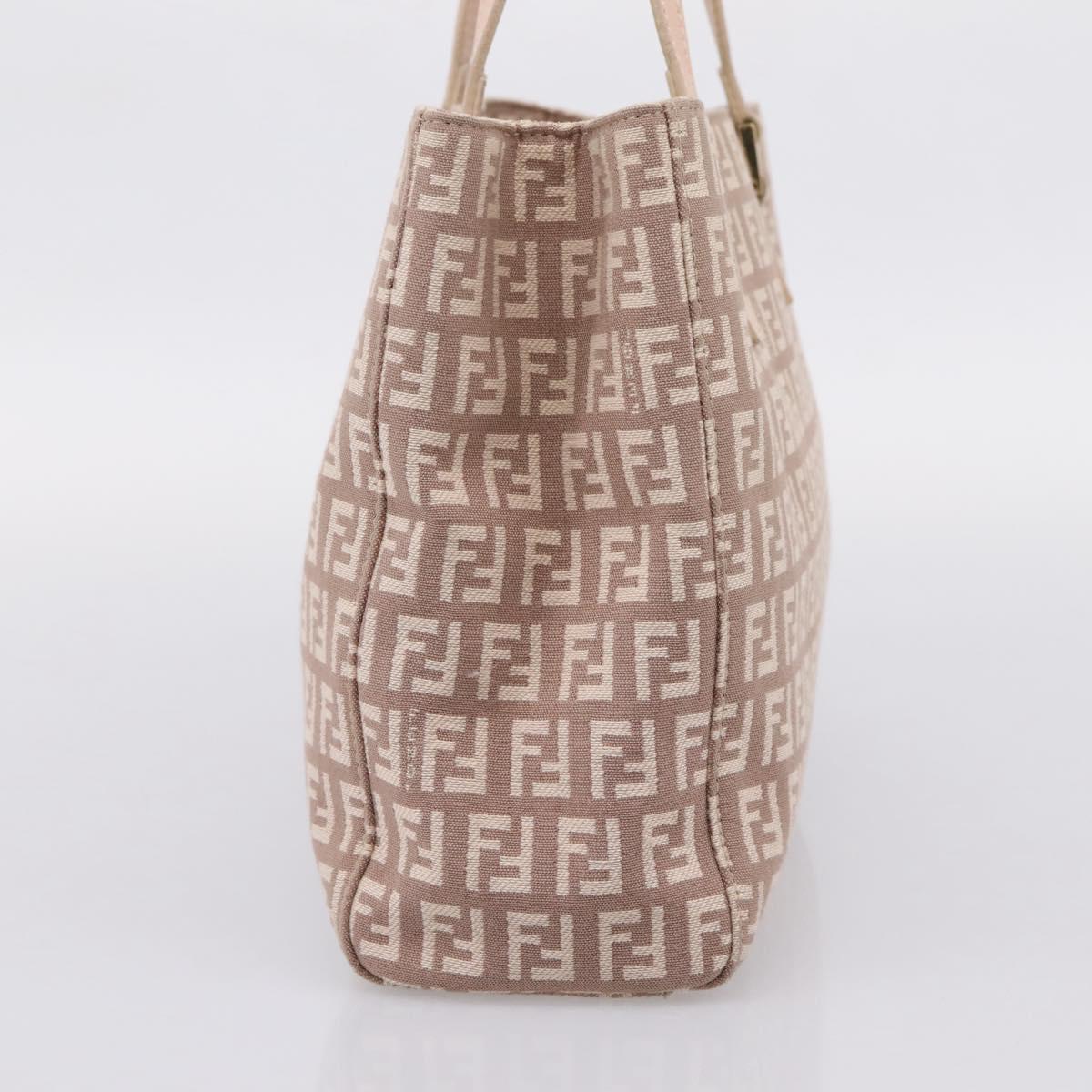 FENDI Zucchino Canvas Hand Bag Beige Gold Tone 8BH132 Auth bs37159A