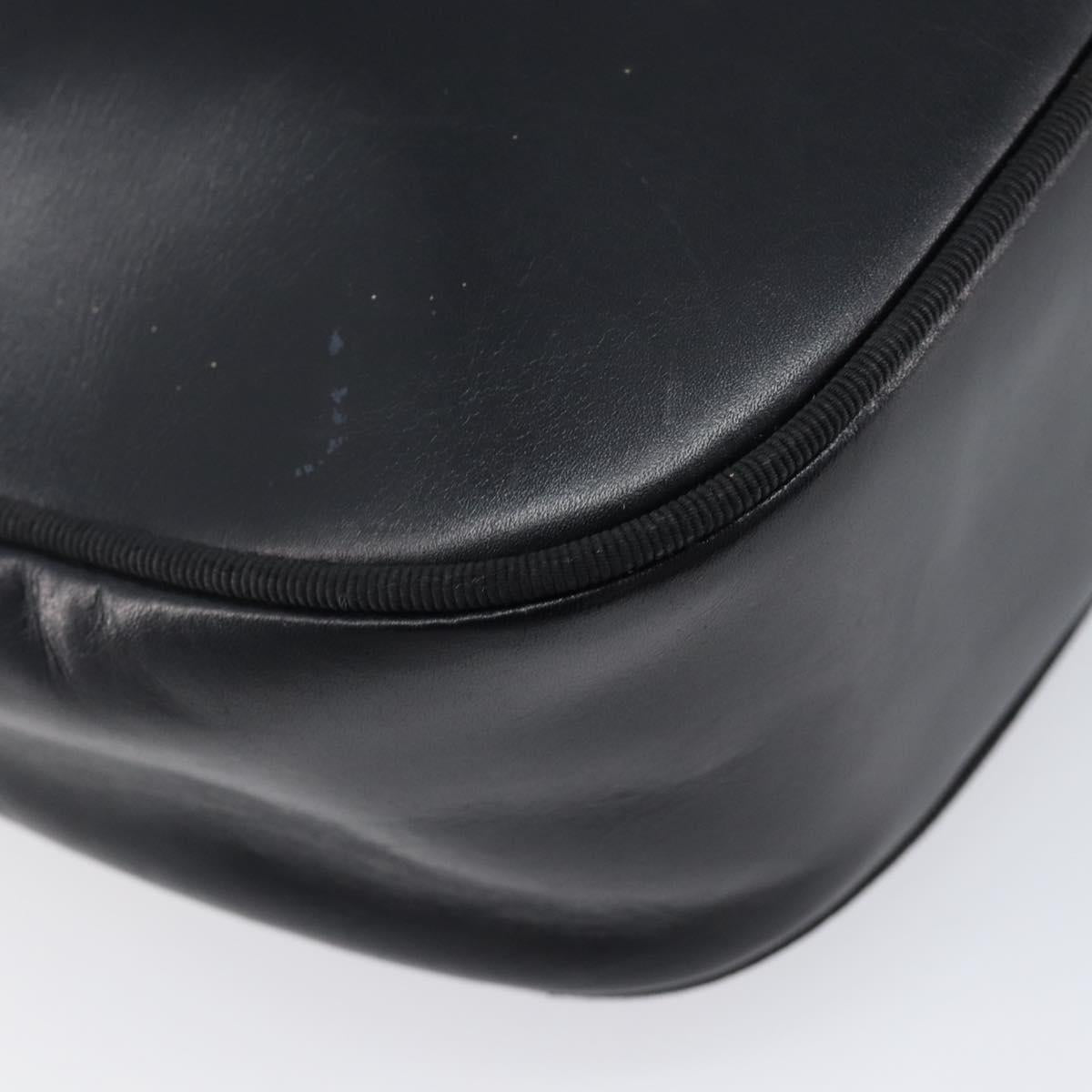 Salvatore Ferragamo Vala Shoulder Bag Leather Black Gold Tone Auth bs37160