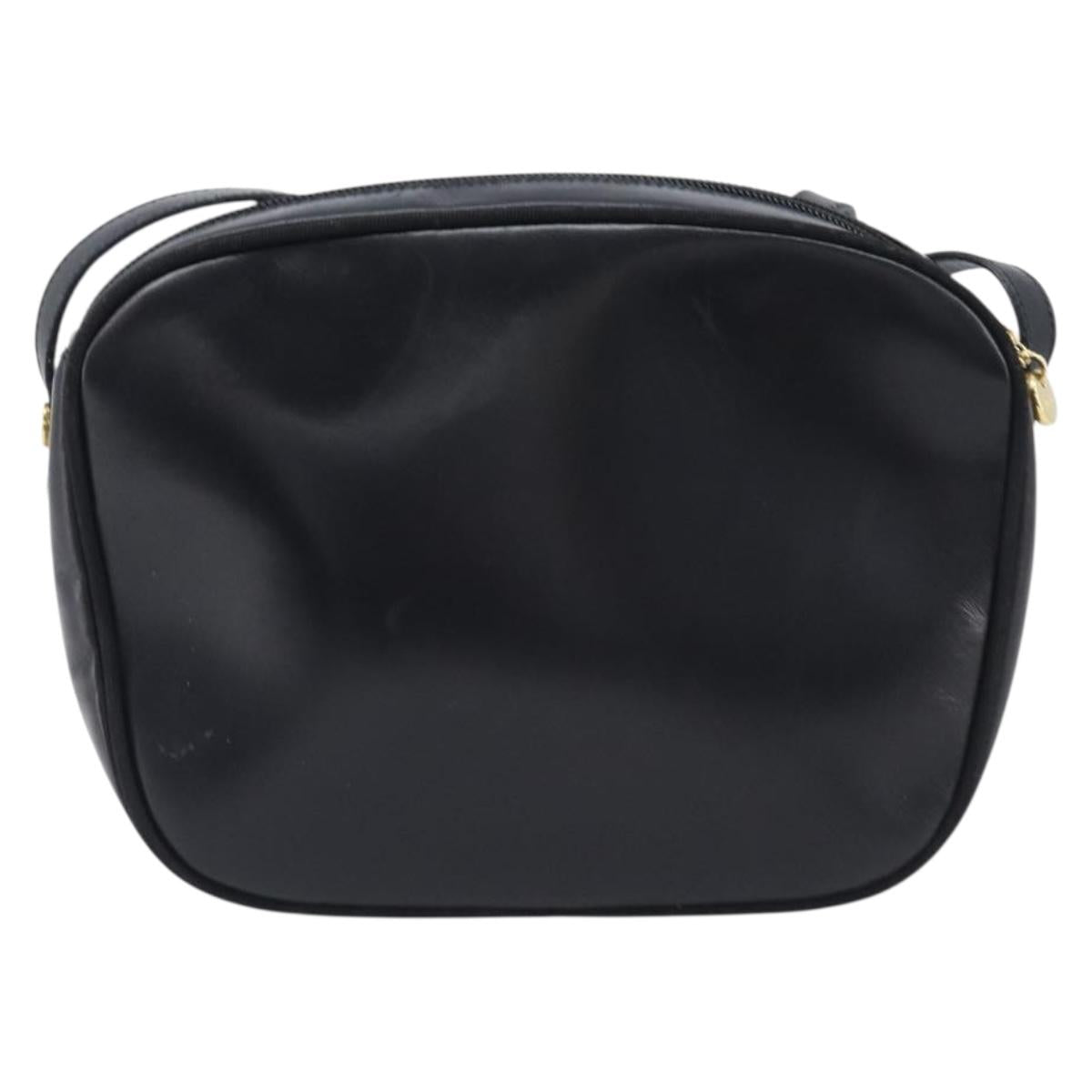 Salvatore Ferragamo Vala Shoulder Bag Leather Black Gold Tone Auth bs37160