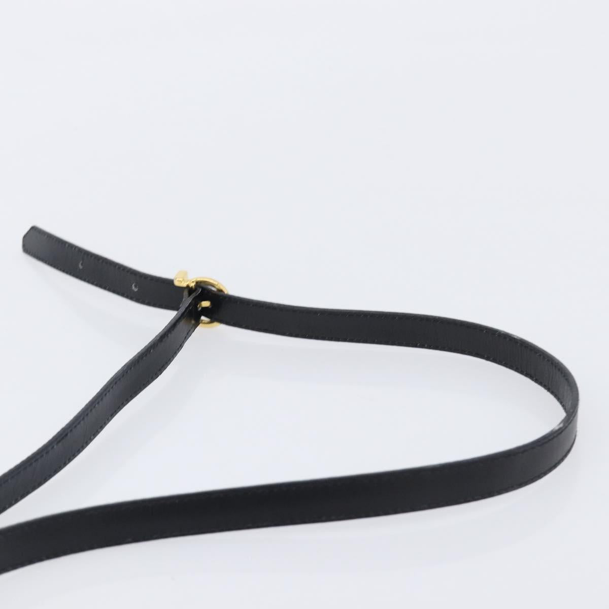 Salvatore Ferragamo Vala Shoulder Bag Leather Black Gold Tone Auth bs37160