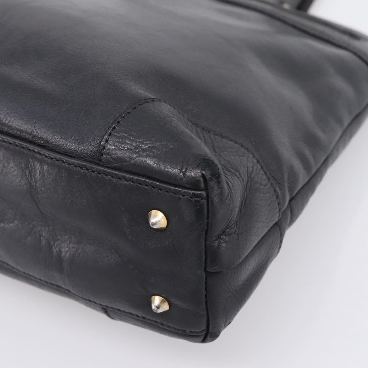 CELINE Tote Bag Leather Black Gold Tone Auth bs37162