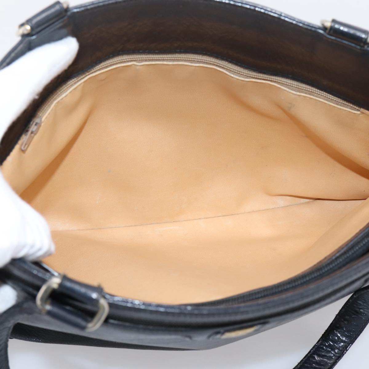 CELINE Tote Bag Leather Black Gold Tone Auth bs37162