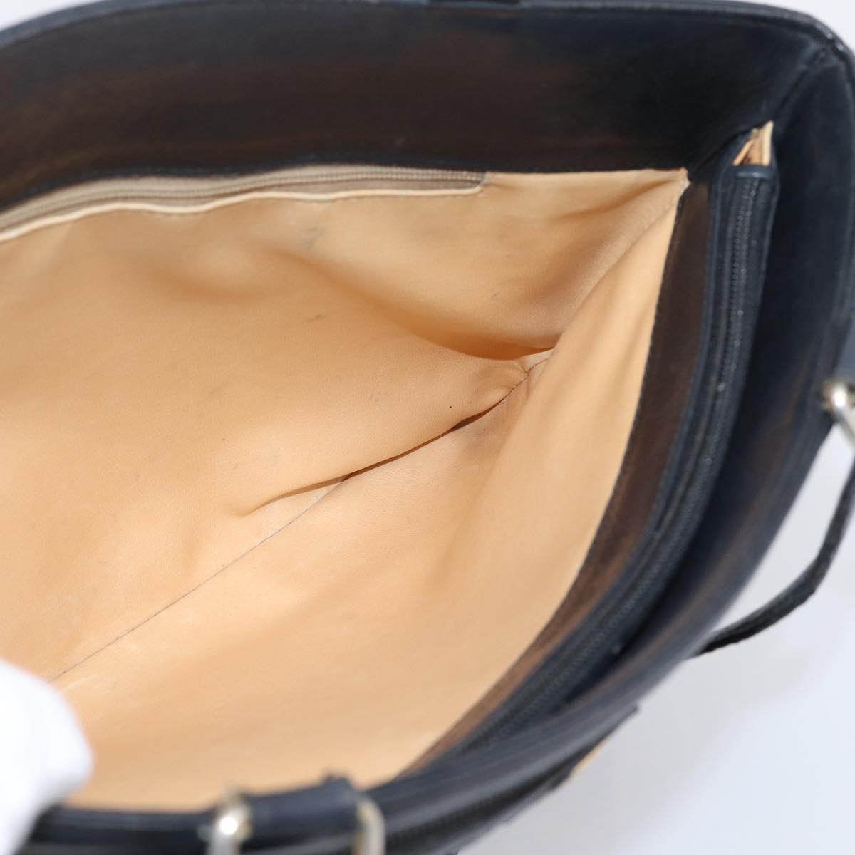 CELINE Tote Bag Leather Black Gold Tone Auth bs37162