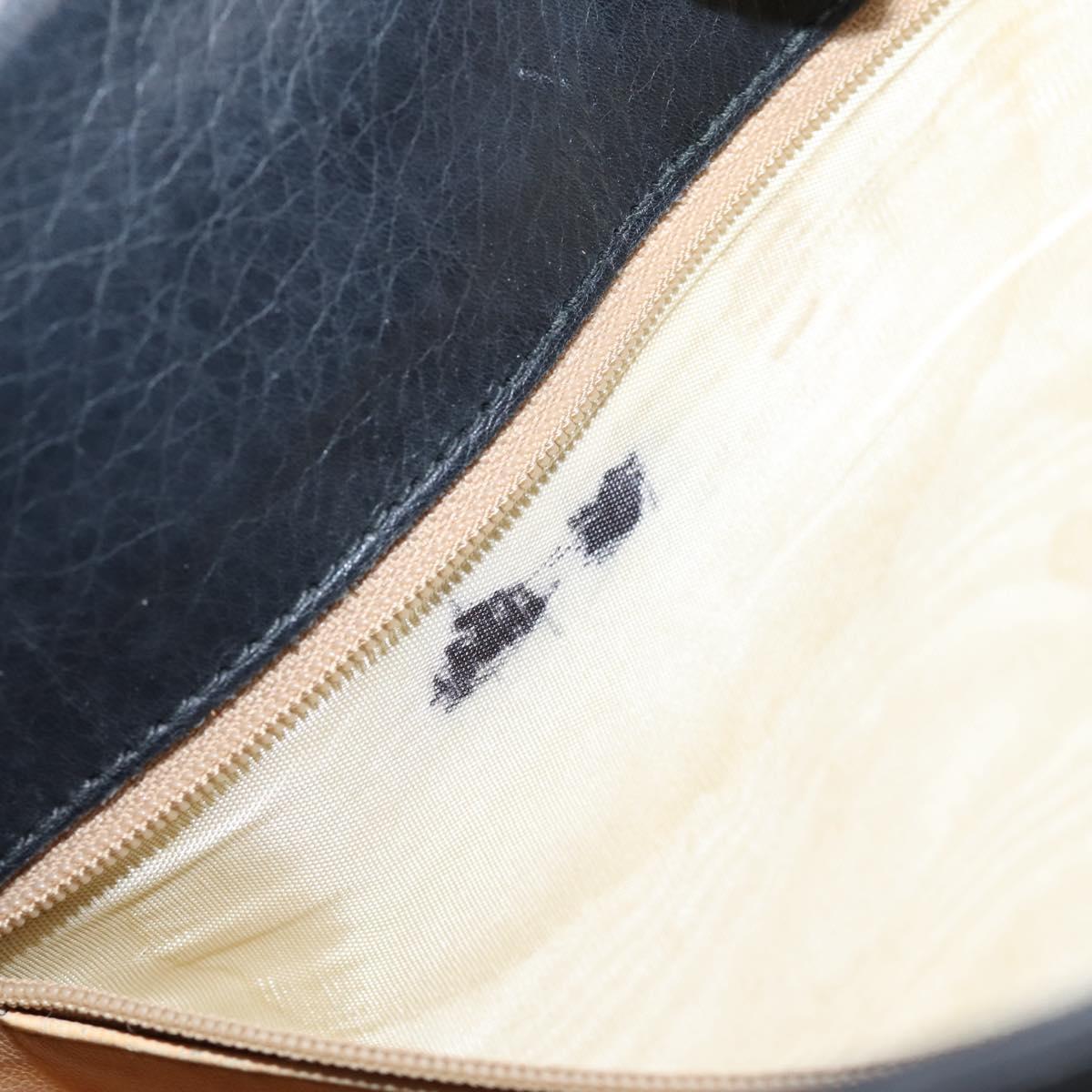 CELINE Tote Bag Leather Black Gold Tone Auth bs37162