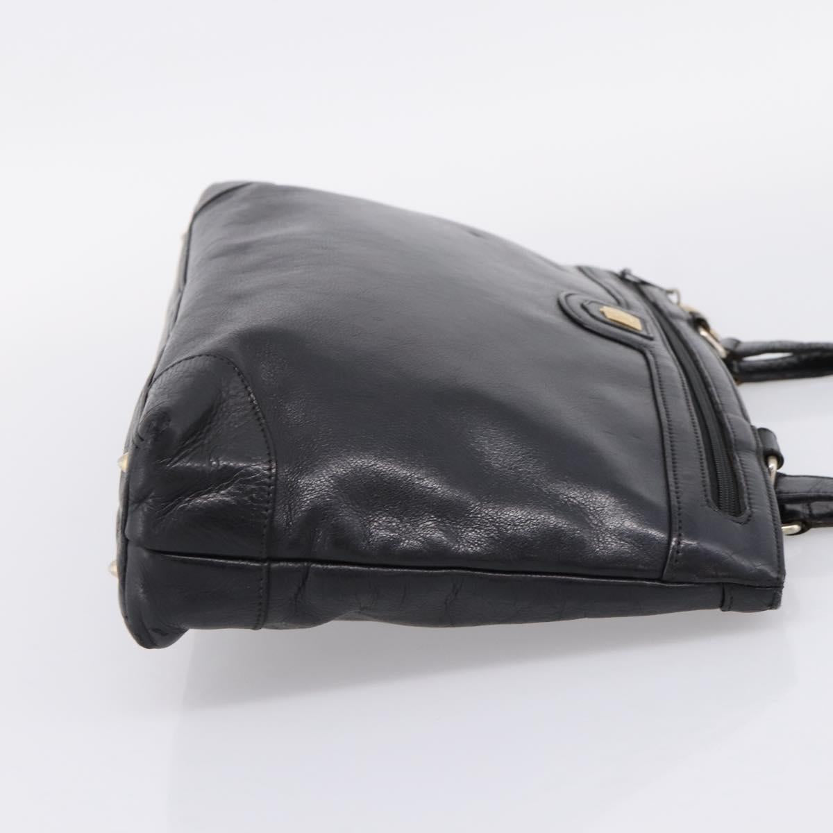 CELINE Tote Bag Leather Black Gold Tone Auth bs37162