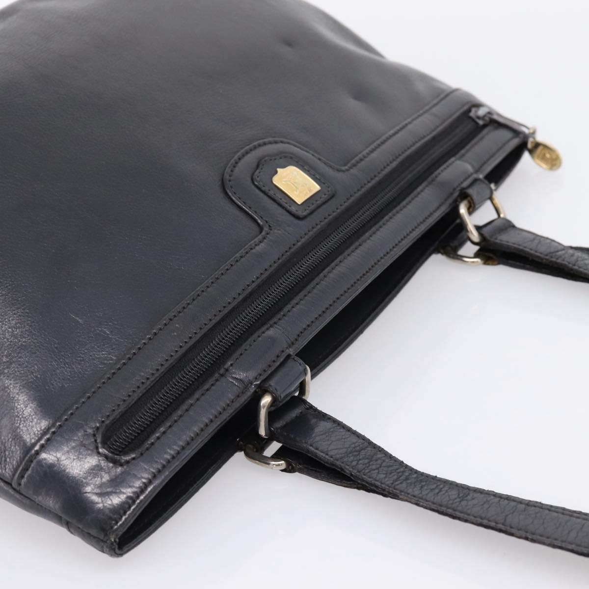 CELINE Tote Bag Leather Black Gold Tone Auth bs37162