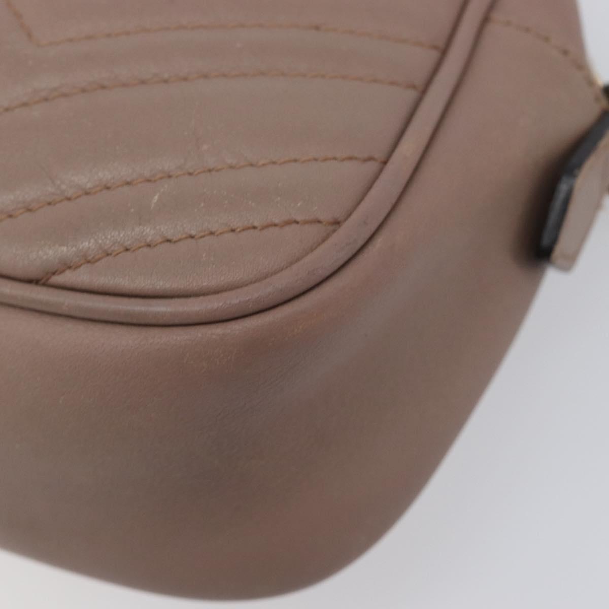 GUCCI GG Marmont Chain Shoulder Bag Leather Beige Gold Tone 447632 Auth bs37164