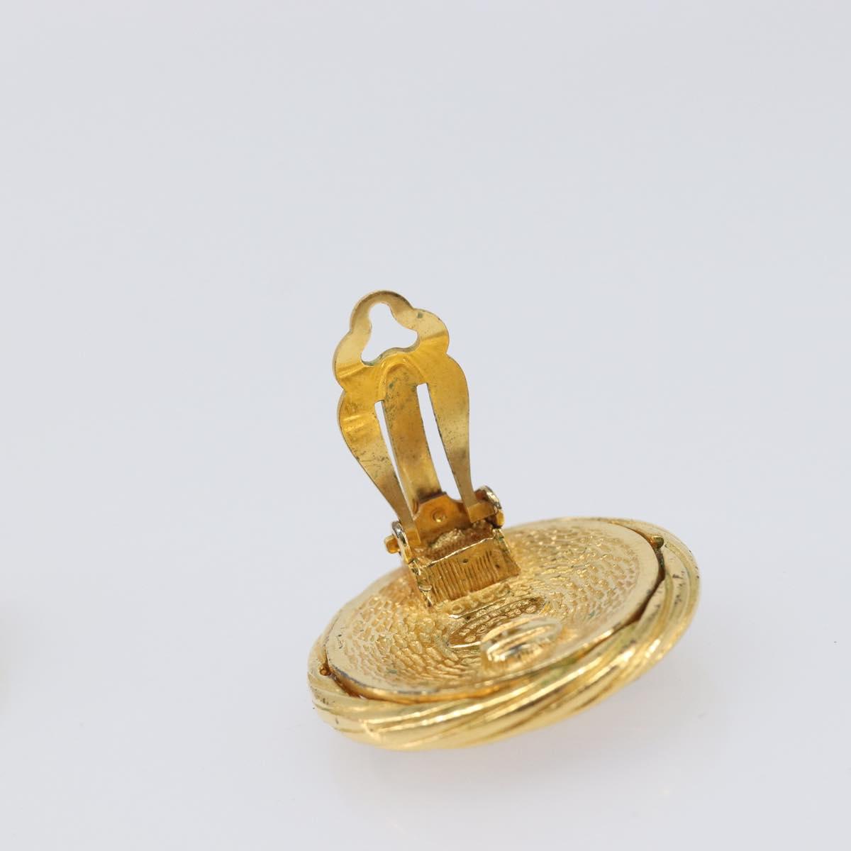 CHANEL Earring Metal Gold Tone CC Auth bs37165V