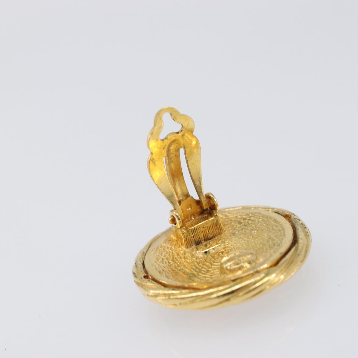 CHANEL Earring Metal Gold Tone CC Auth bs37165V