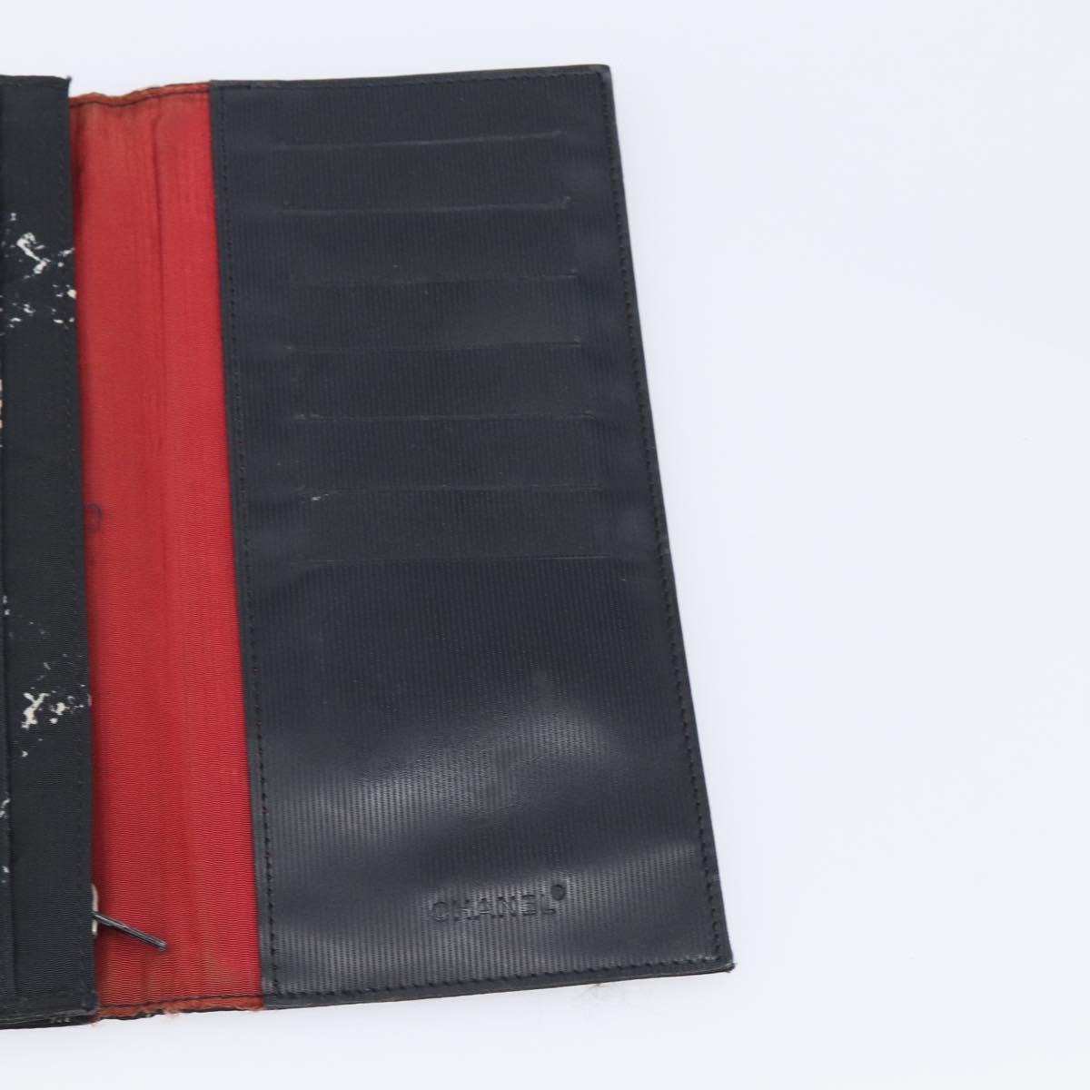 CHANEL Travel Line Long Wallet Canvas Black CC Auth bs37172