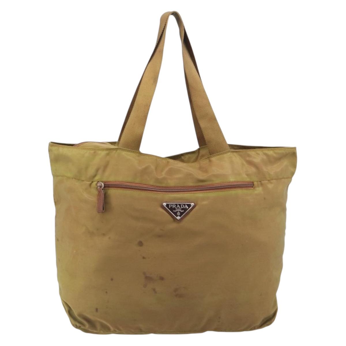 PRADA Tote Bag Nylon 4 Set Khaki Black Brown Auth bs37180