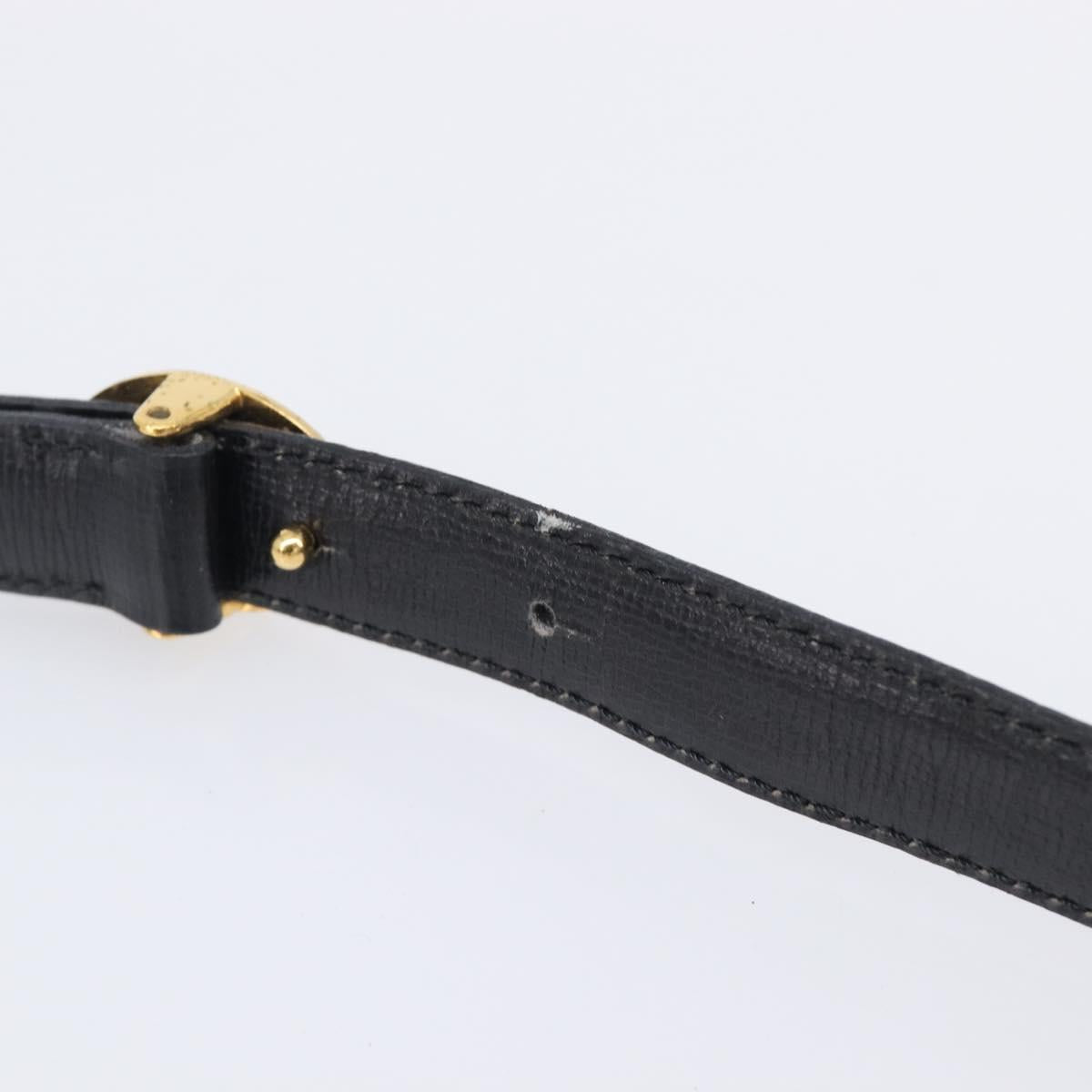 Christian Dior Shoulder Bag Leather Black Gold Auth bs37186