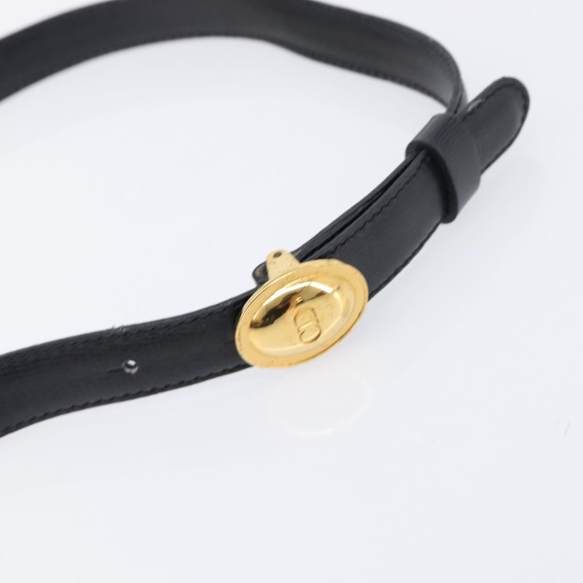 Christian Dior Shoulder Bag Leather Black Gold Auth bs37186