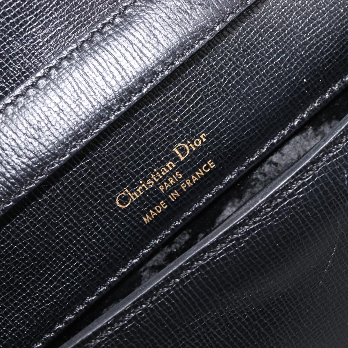 Christian Dior Shoulder Bag Leather Black Gold Auth bs37186