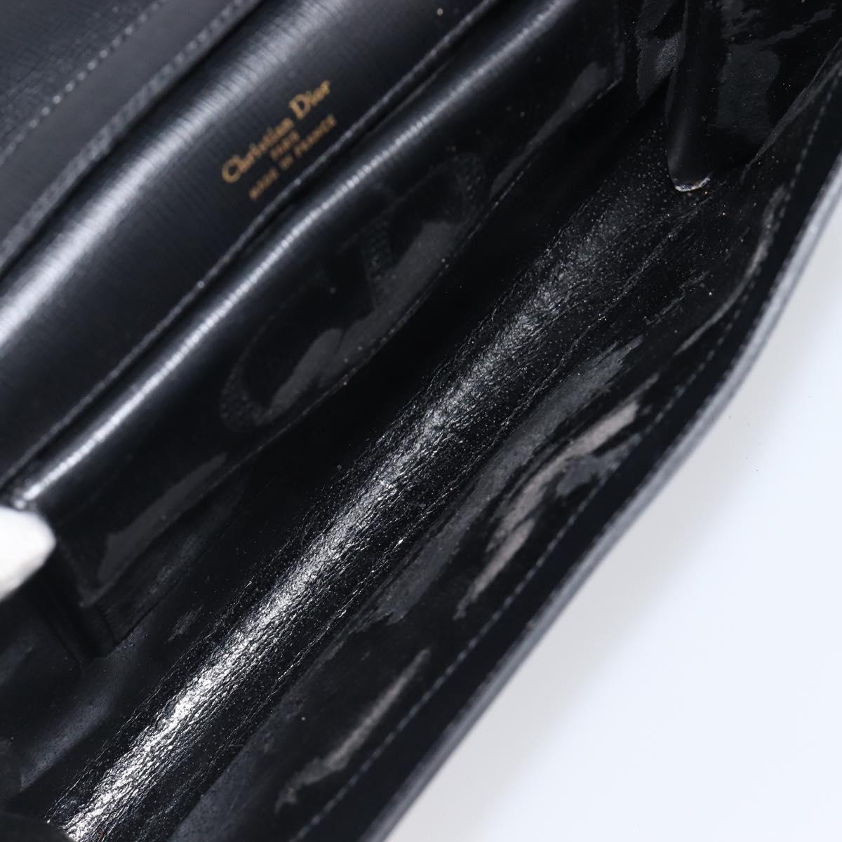 Christian Dior Shoulder Bag Leather Black Gold Auth bs37186