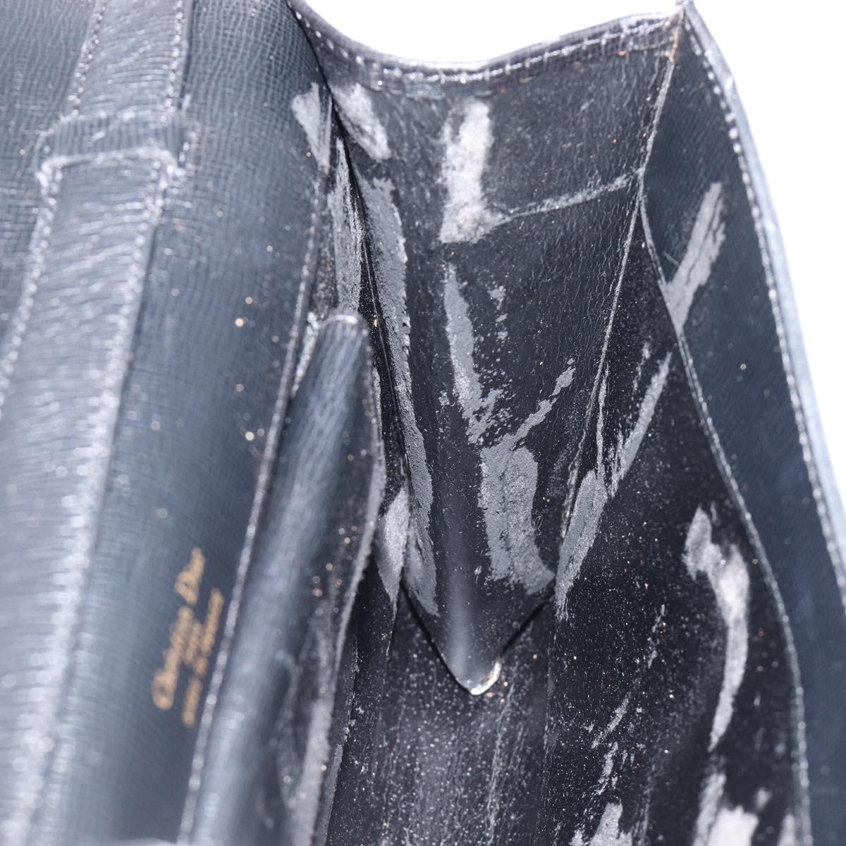 Christian Dior Shoulder Bag Leather Black Gold Auth bs37186