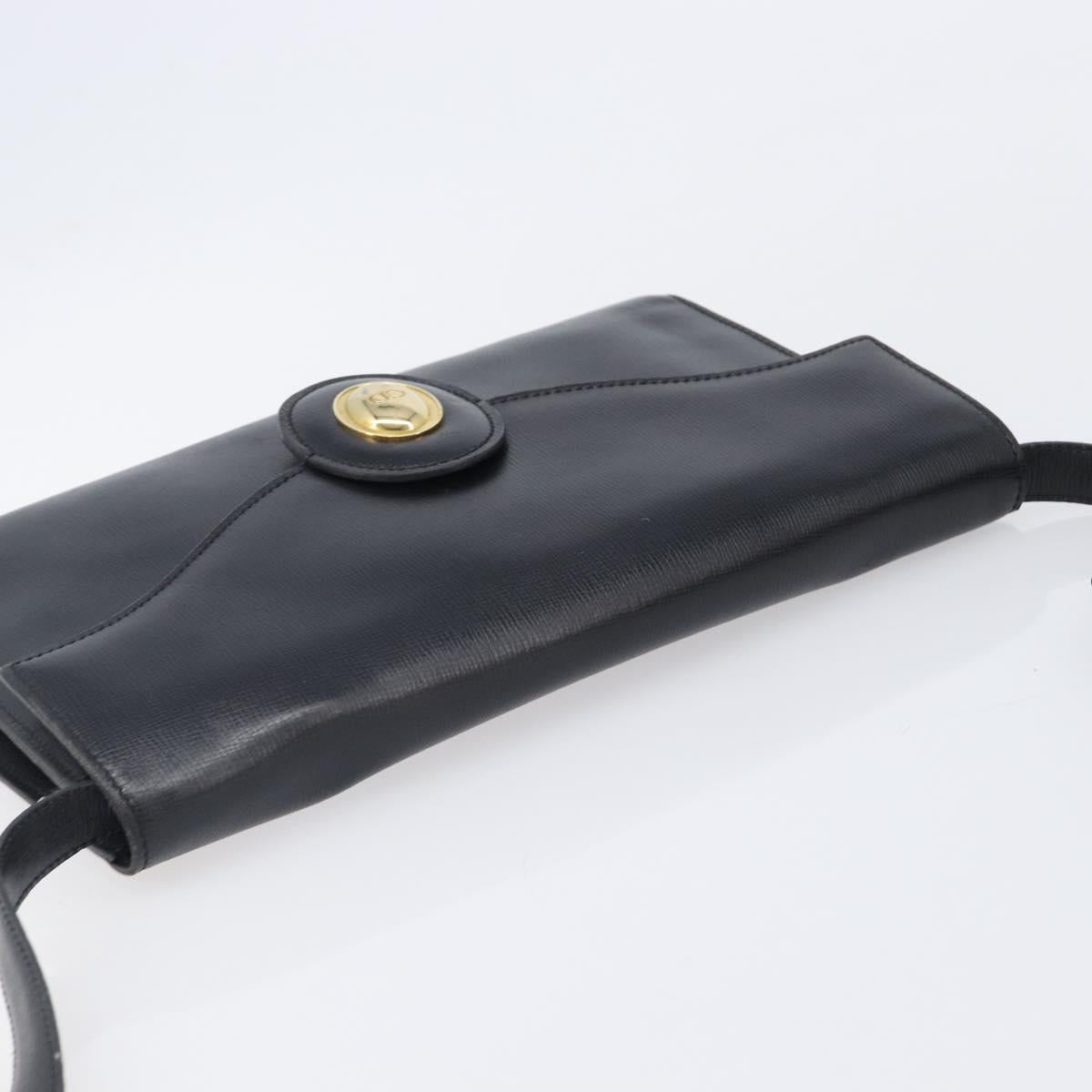 Christian Dior Shoulder Bag Leather Black Gold Auth bs37186
