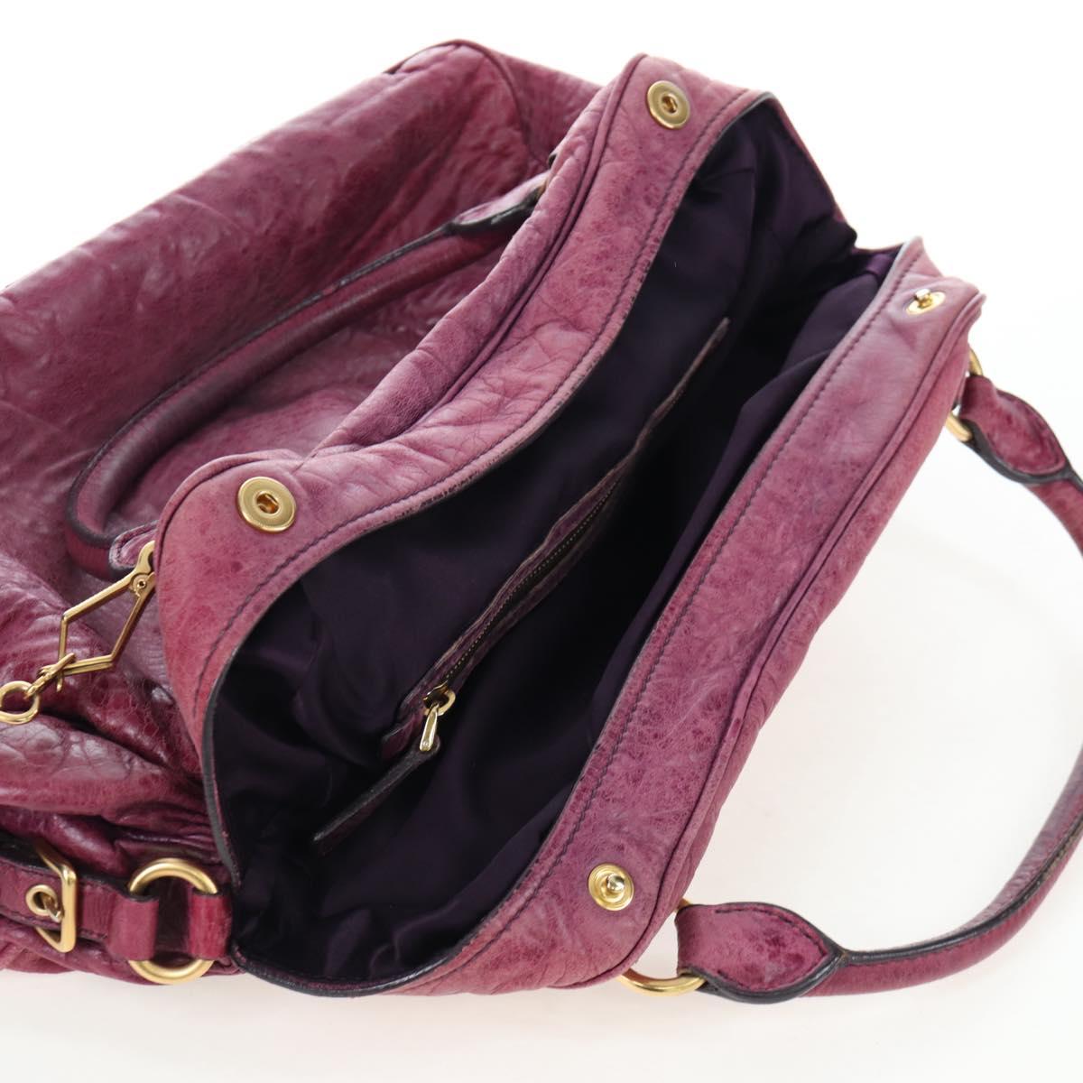 Miu Miu Hand Bag Leather 2way Pink Gold Auth bs37189