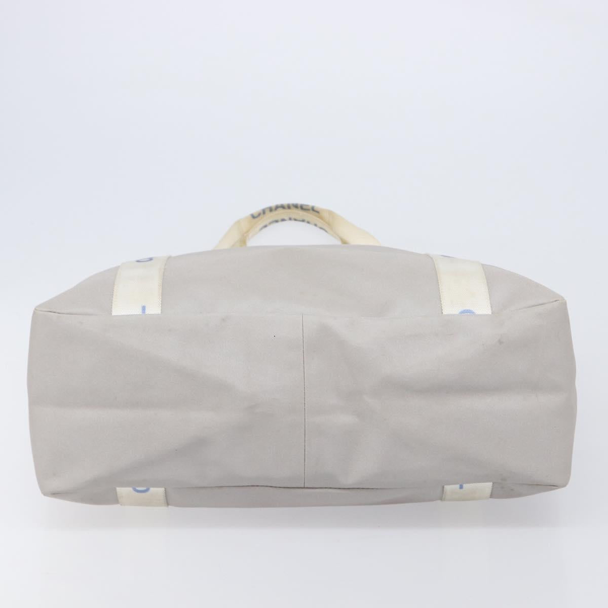 CHANEL Sports Tote Bag Nylon Gray Silver CC Auth bs37193