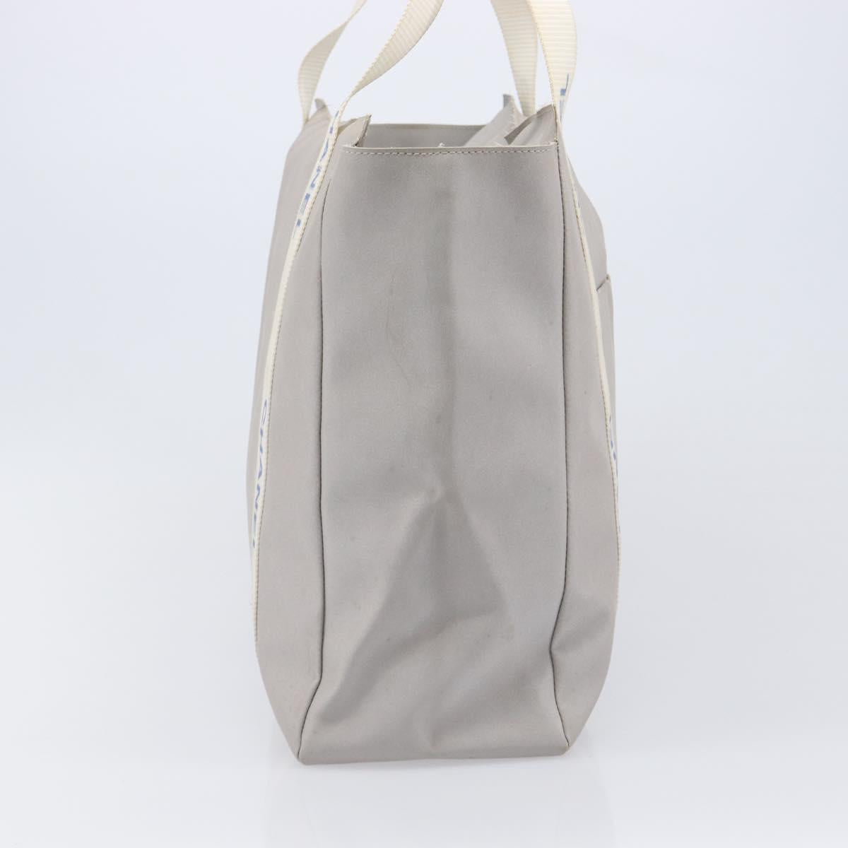 CHANEL Sports Tote Bag Nylon Gray Silver CC Auth bs37193