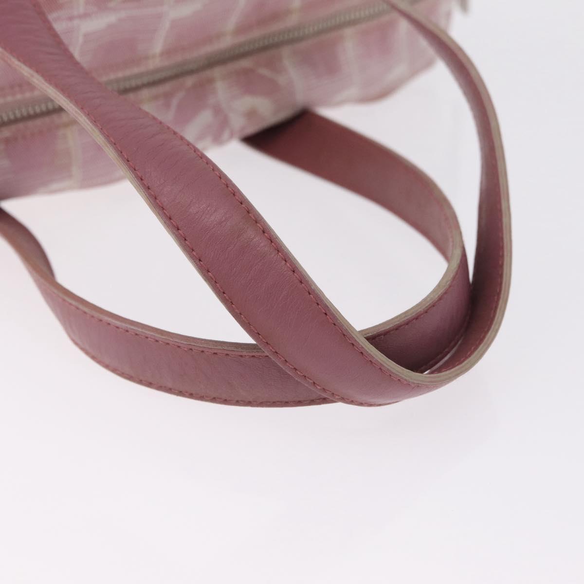 CHANEL New Travel Line Hand Bag Nylon Pink Silver CC Auth bs37194