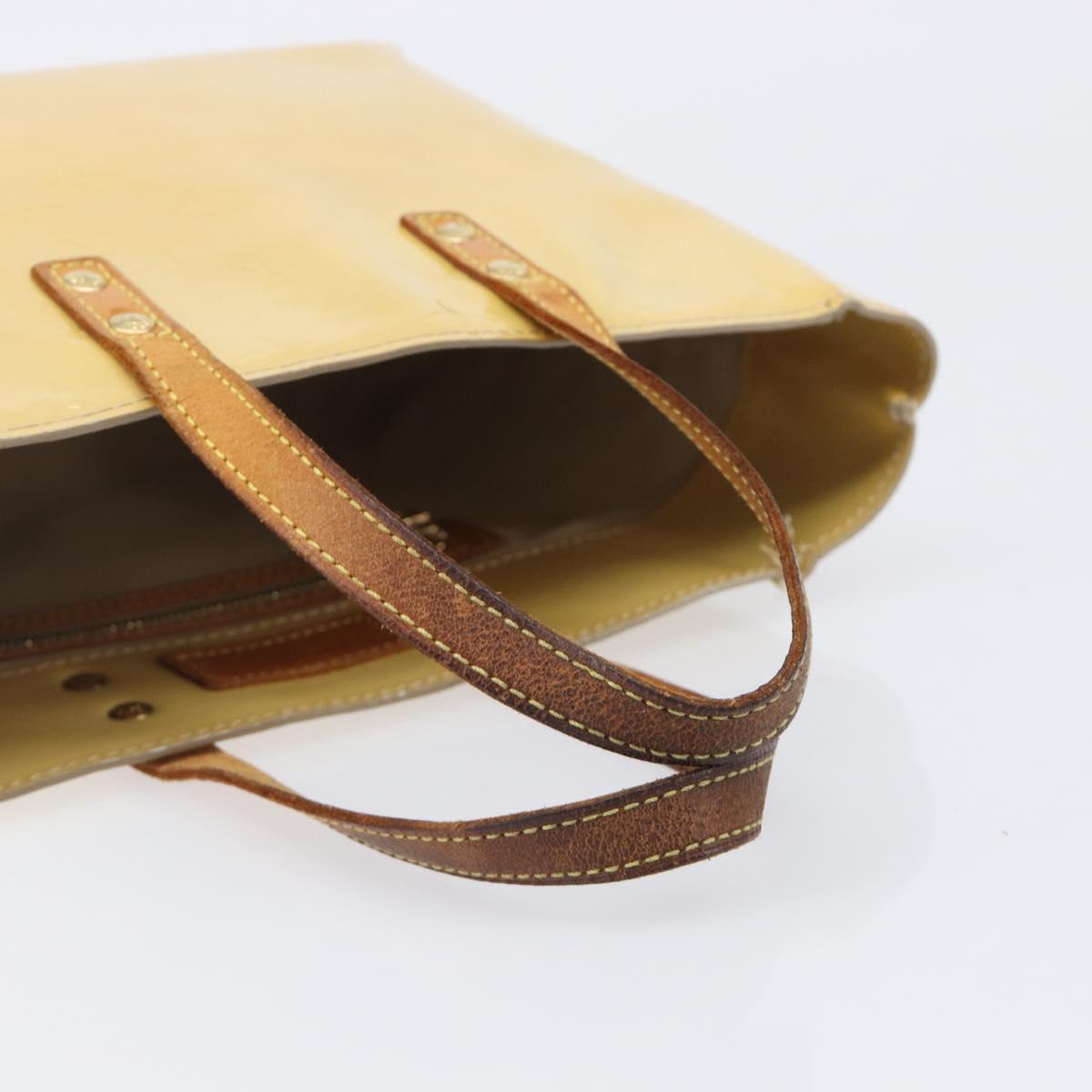 LOUIS VUITTON Monogram Vernis Reade PM Hand Bag Beige M91144 LV Auth bs37196