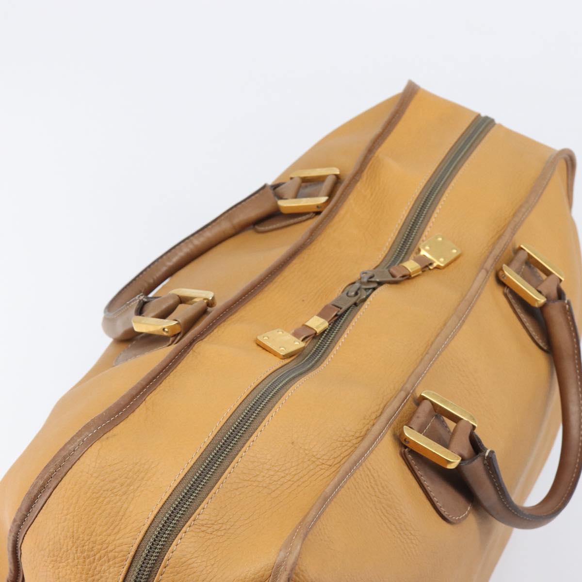 LOEWE Boston Bag Leather Beige Gold Auth bs37201