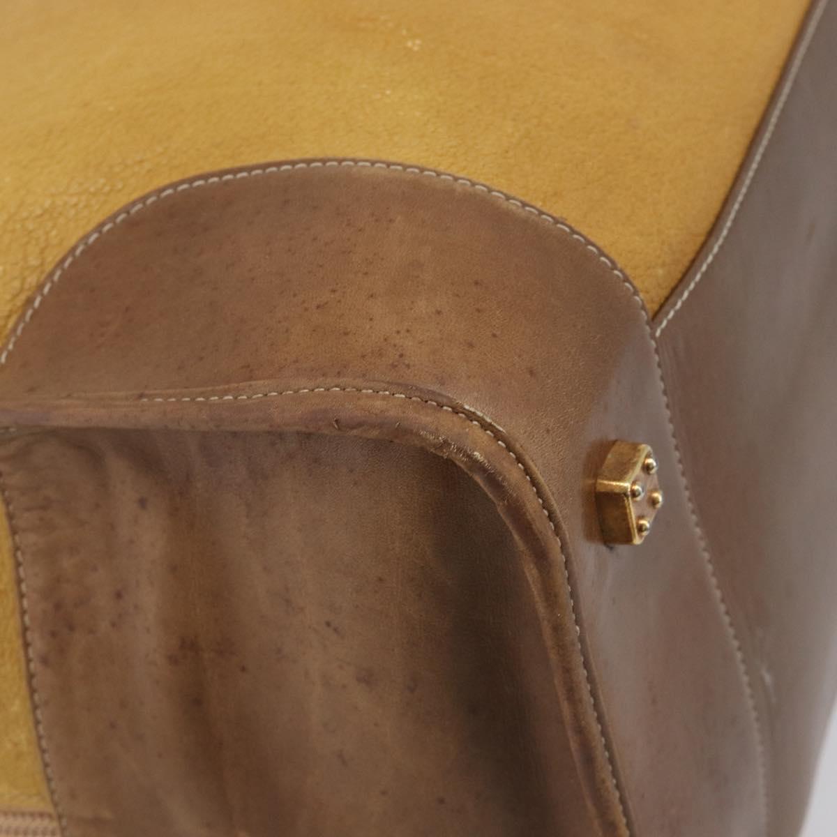 LOEWE Boston Bag Leather Beige Gold Auth bs37202
