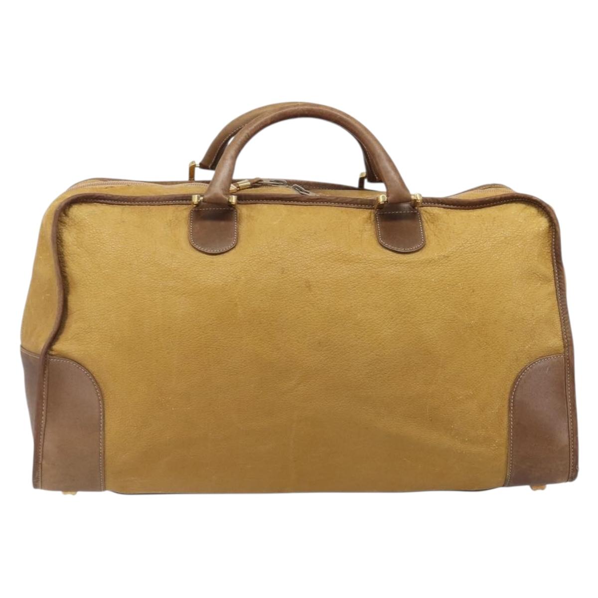 LOEWE Boston Bag Leather Beige Gold Auth bs37202