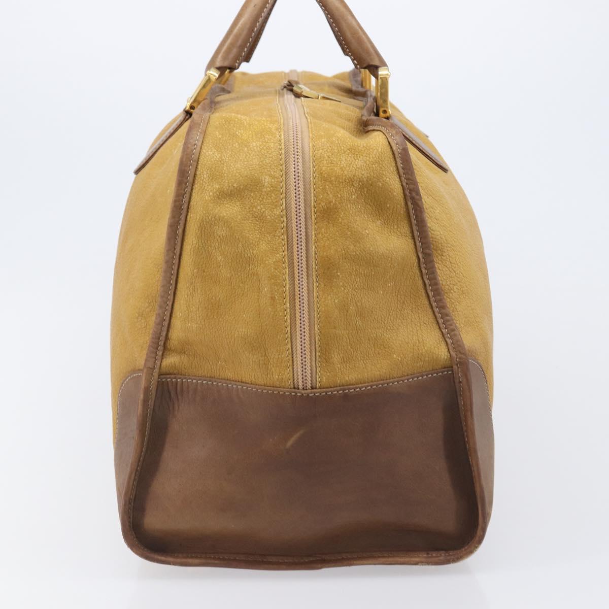 LOEWE Boston Bag Leather Beige Gold Auth bs37202