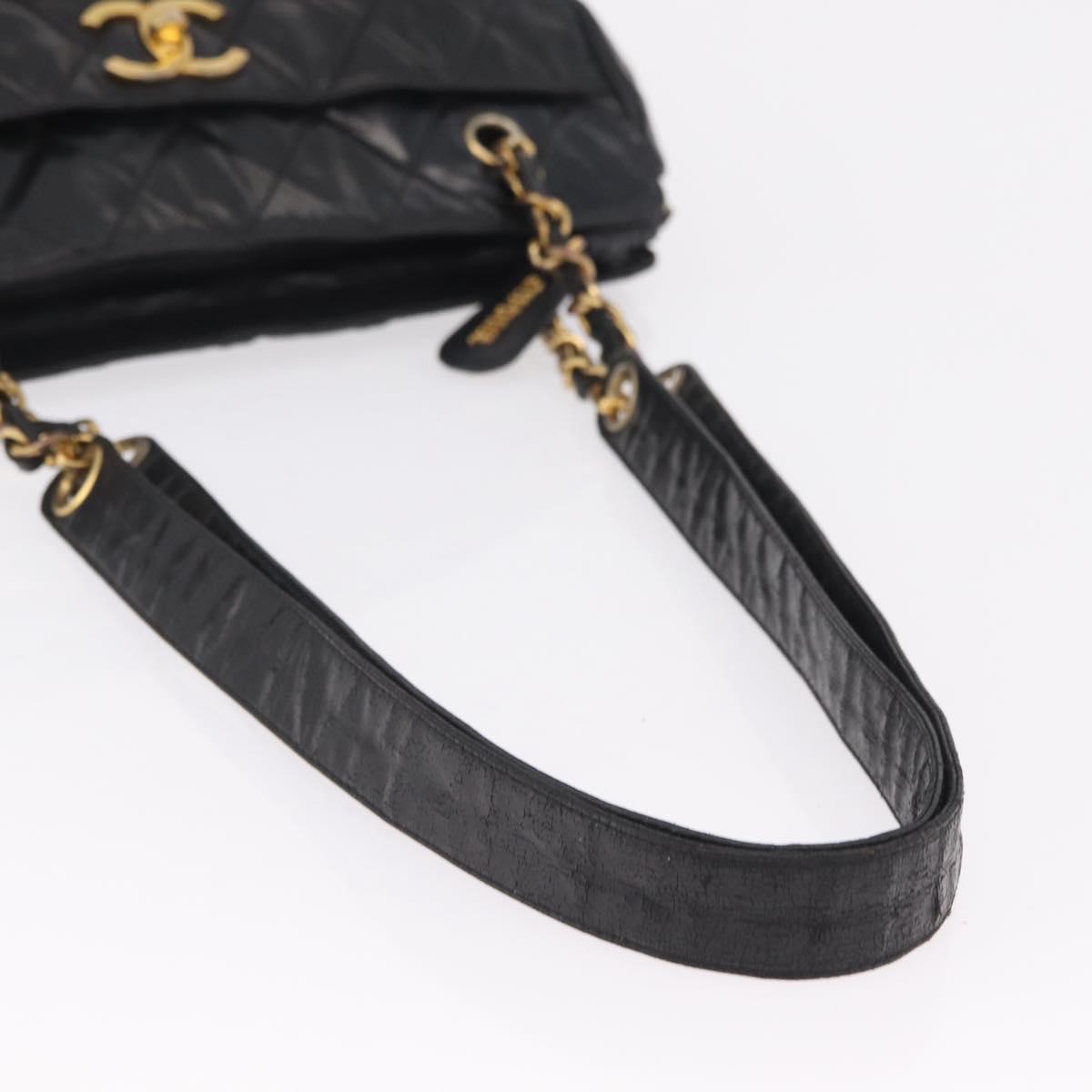 CHANEL Matelasse Chain Shoulder Bag Patent leather Black Gold CC Auth bs37212