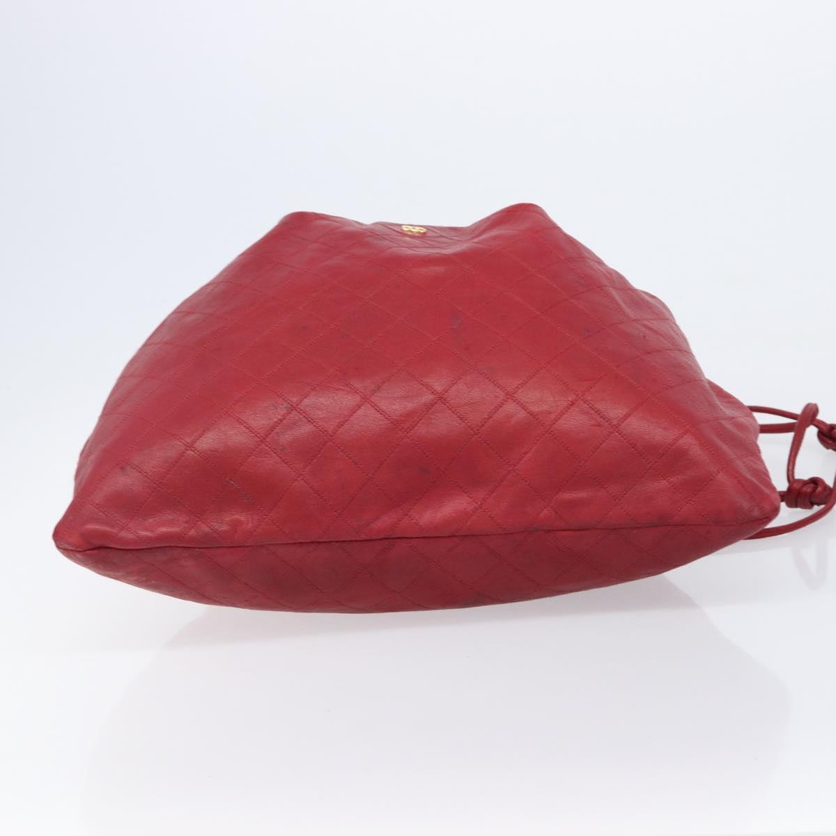CHANEL Bicolore Shoulder Bag Lamb Skin Red Gold CC Auth bs37213