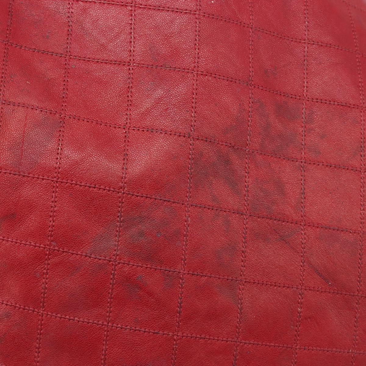 CHANEL Bicolore Shoulder Bag Lamb Skin Red Gold CC Auth bs37213